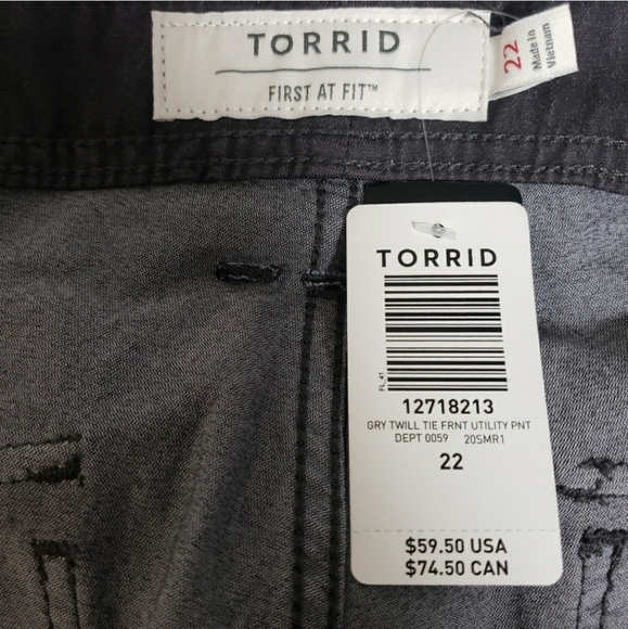 Torrid Twill Tie Front Utility Pants NWT - Picture 8 of 10